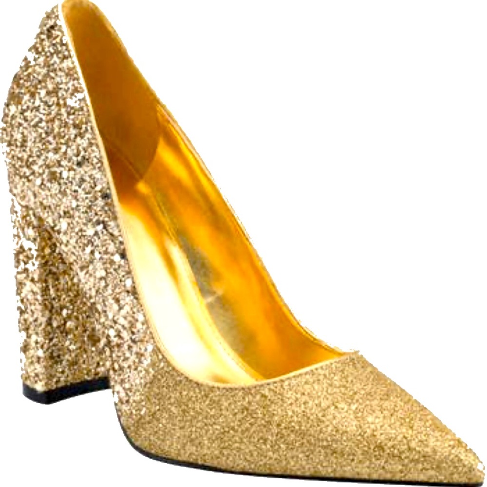 GUESS golden sparkle dip heels Size 6